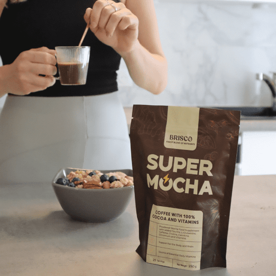Super Mocha drink Healthy Breakfast with Vitamin-infused coffee